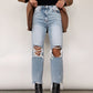 UrbanEase™ High Waist Bottom Loose Straight Trousers Women Jeans