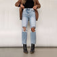 UrbanEase™ High Waist Bottom Loose Straight Trousers Women Jeans