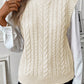 Oatmeal Cable Knit High Neck Sweater Vest Top