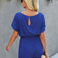 Boat Neck Short Sleeve Waist Tie Loose Romper