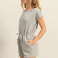HYFVE Round Neck Short Sleeve Drawstring Waist Romper