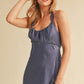 Aemi + Co Ruched Side Slit Cutout Back Maxi Cami Dress