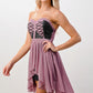 Strapless Lace-Up High-Low Dress