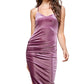 Velvet Asymmetrical Ruched Bodycon Dress
