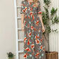 BOMBOM Floral Round Neck Short Sleeve Maxi Tee Dress