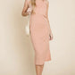 BOMBOM Ribbed Knit Sleeveless Midi Dress