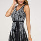 Sleeveless Pleated Belted Dress