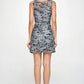 Sleeveless A-Line Dress with Abstract Print
