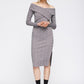Women's Glen Plaid Off Shoulder Crisscross Dress In Grey Black