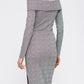 Women's Glen Plaid Off Shoulder Crisscross Dress In Grey Black