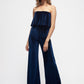 Women's Ribbed Velvet Tube Top Jumpsuit In Ultra Marine