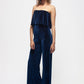 Women's Ribbed Velvet Tube Top Jumpsuit In Ultra Marine