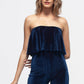 Women's Ribbed Velvet Tube Top Jumpsuit In Ultra Marine
