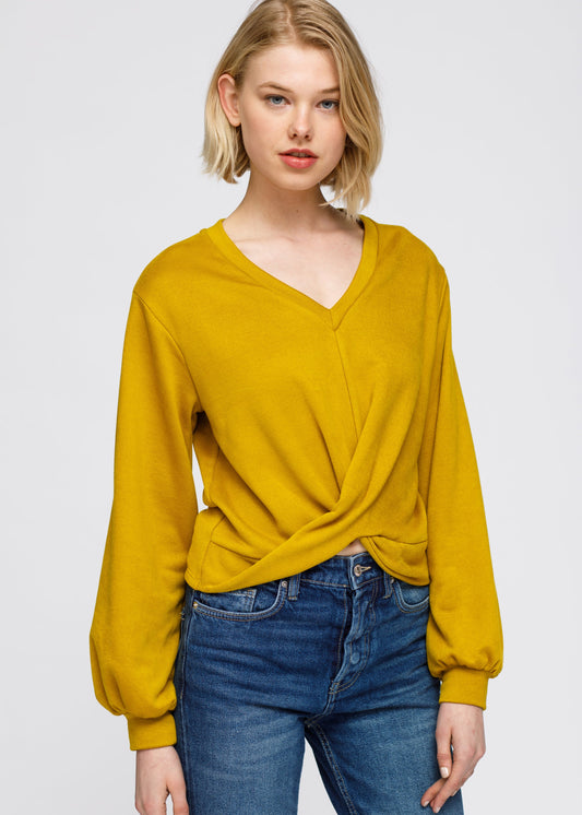 Women's V-Neck Wrap Front Sweatshirt Top