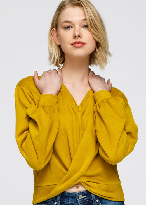 Women's V-Neck Wrap Front Sweatshirt Top
