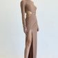 Sleek Chain-Belt Slit Dress