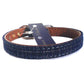 Blue Fabric & Brown Faux Leather Collar