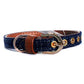 Blue Fabric & Brown Faux Leather Collar