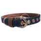 Blue Fabric & Brown Faux Leather Collar