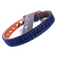 Blue Fabric & Brown Faux Leather Collar