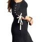 Carina Dress - Cold shoulder dress with contrast covered buttons and