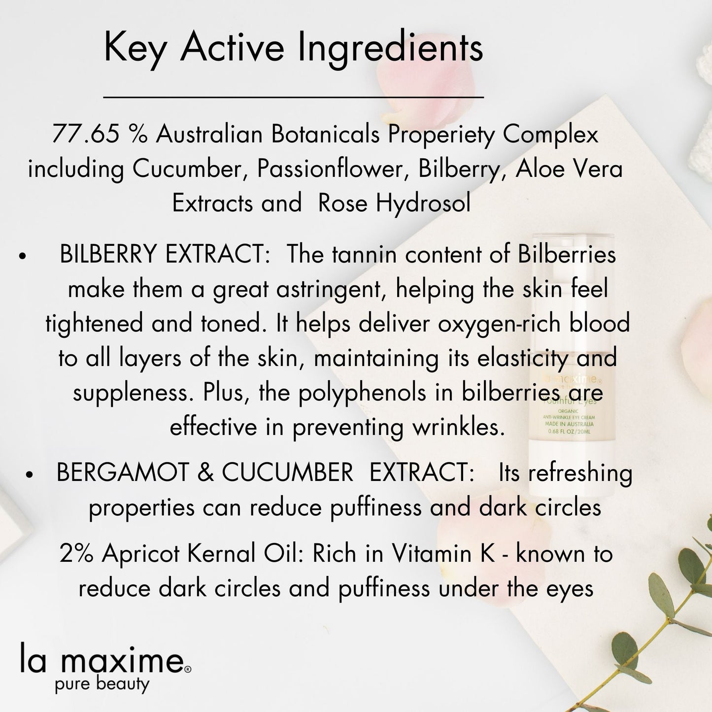 Youthful Eyes Anti-Wrinkle Organic Eye Cream : Dermatologist tested,