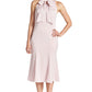 Eloise Dress - Stretch satin midi mermaid dress with neck tie rose