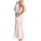 Eloise Dress - Stretch satin midi mermaid dress with neck tie rose