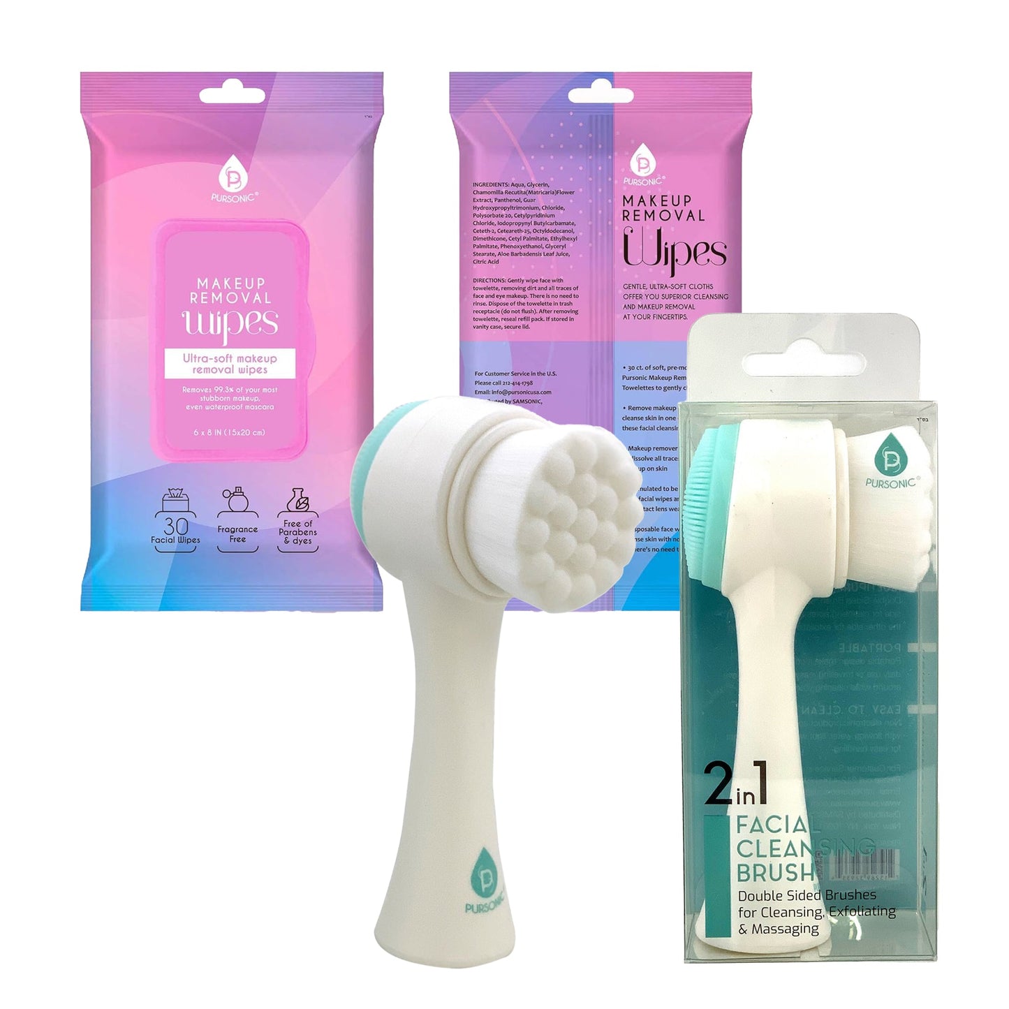 Radiant Beauty Bundle: Dual Sided Facial Cleansing Brush & Makeup