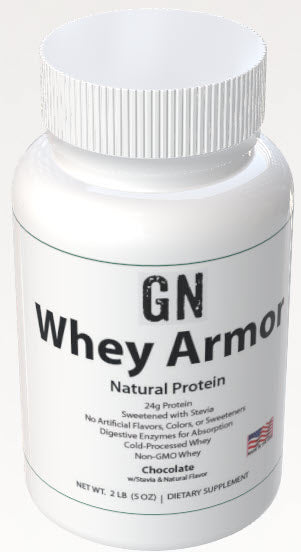 2lb Whey Armor Natural Protein Chocolate w/Stevia & Natural Flavor Non-GMO