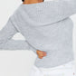 Grey Button Front Ribbed Cardigan Top