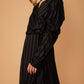 Women's Puffy Shoulder Dress in Black Stripe