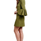 Gina Dress Olive - Bell sleeve shift dress with side slit pockets