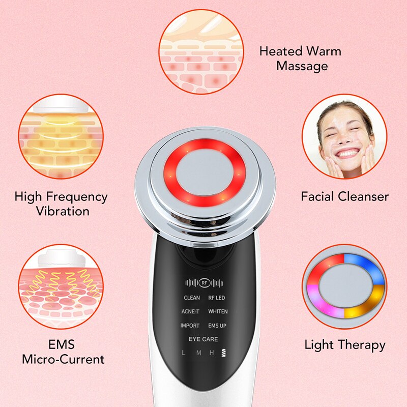 7 In 1 RF Face Massager Skin Rejuvenation Mesotherapy Facial Lifting