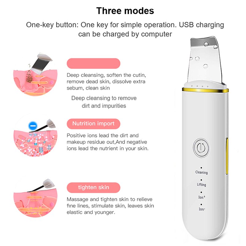 Ultrasonic Skin Scrubber Electric Vibration Deep Face Cleaning Peeling