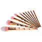 11Pcs Diamond Rose Gold Makeup Brushes Set Mermaid Fishtail Shaped