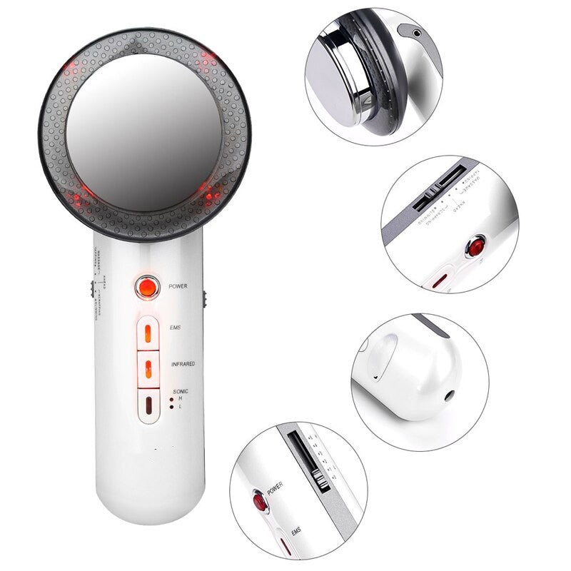 3 In 1 Ultrasonic Far Infrared EMS Facial Body Slimming Massager Skin