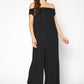 Women's Off Shoulder Wide Leg Jumpsuit With Pockets