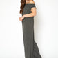 Women's Off Shoulder Wide Leg Jumpsuit With Pockets