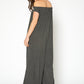 Women's Off Shoulder Wide Leg Jumpsuit With Pockets
