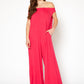 Women's Off Shoulder Wide Leg Jumpsuit With Pockets