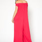 Women's Off Shoulder Wide Leg Jumpsuit With Pockets