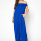 Women's Off Shoulder Wide Leg Jumpsuit With Pockets