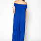 Women's Off Shoulder Wide Leg Jumpsuit With Pockets