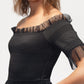 Off Shoulder Lace Trim Bodycon Dress In Black