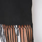 Tassel Hem Sleeveless Midi Bodycon Dress in Black