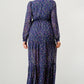 Floral V-Neck Long Sleeve Maxi Dress with Tiered Side Slit