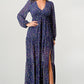 Floral V-Neck Long Sleeve Maxi Dress with Tiered Side Slit