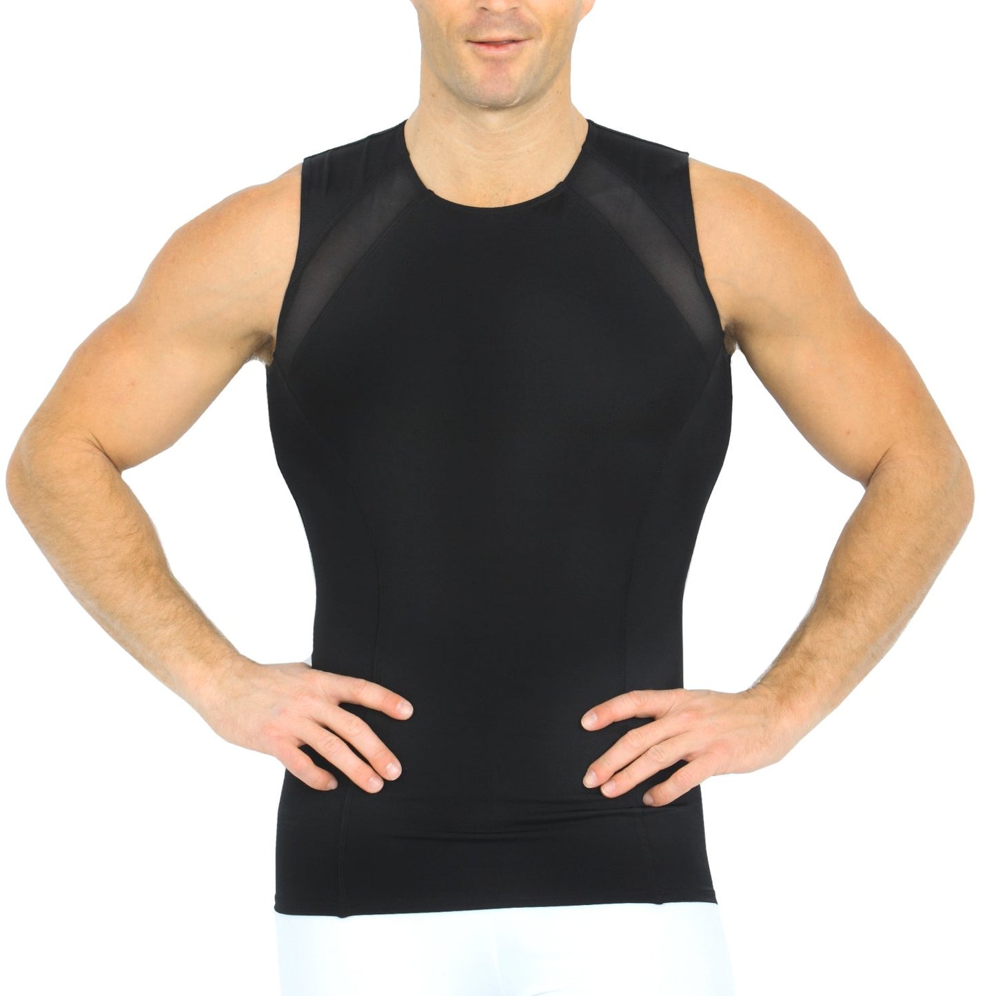 Insta Slim Compression Side & Back Mesh Panel Sleeveless Crew Neck