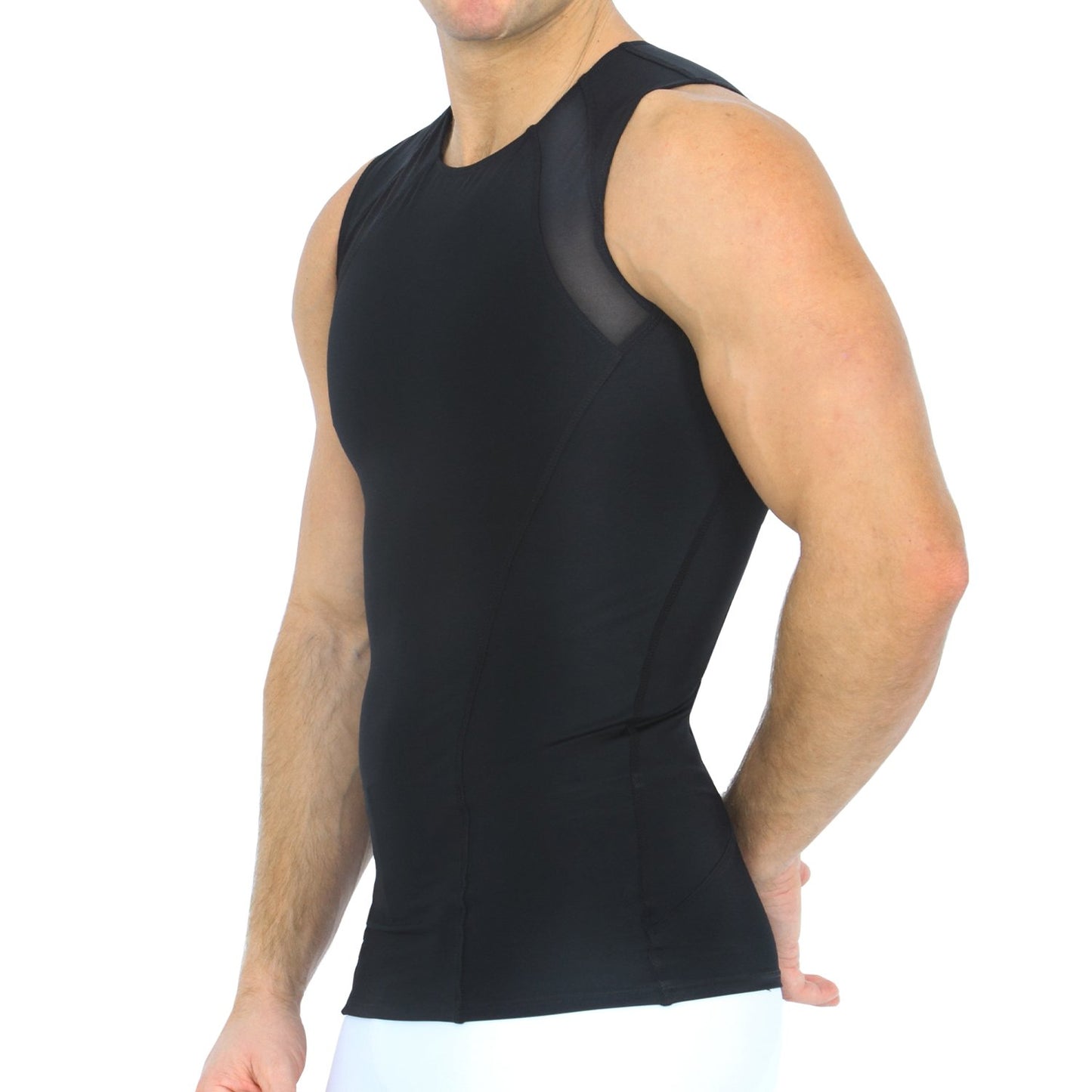 Insta Slim Compression Side & Back Mesh Panel Sleeveless Crew Neck